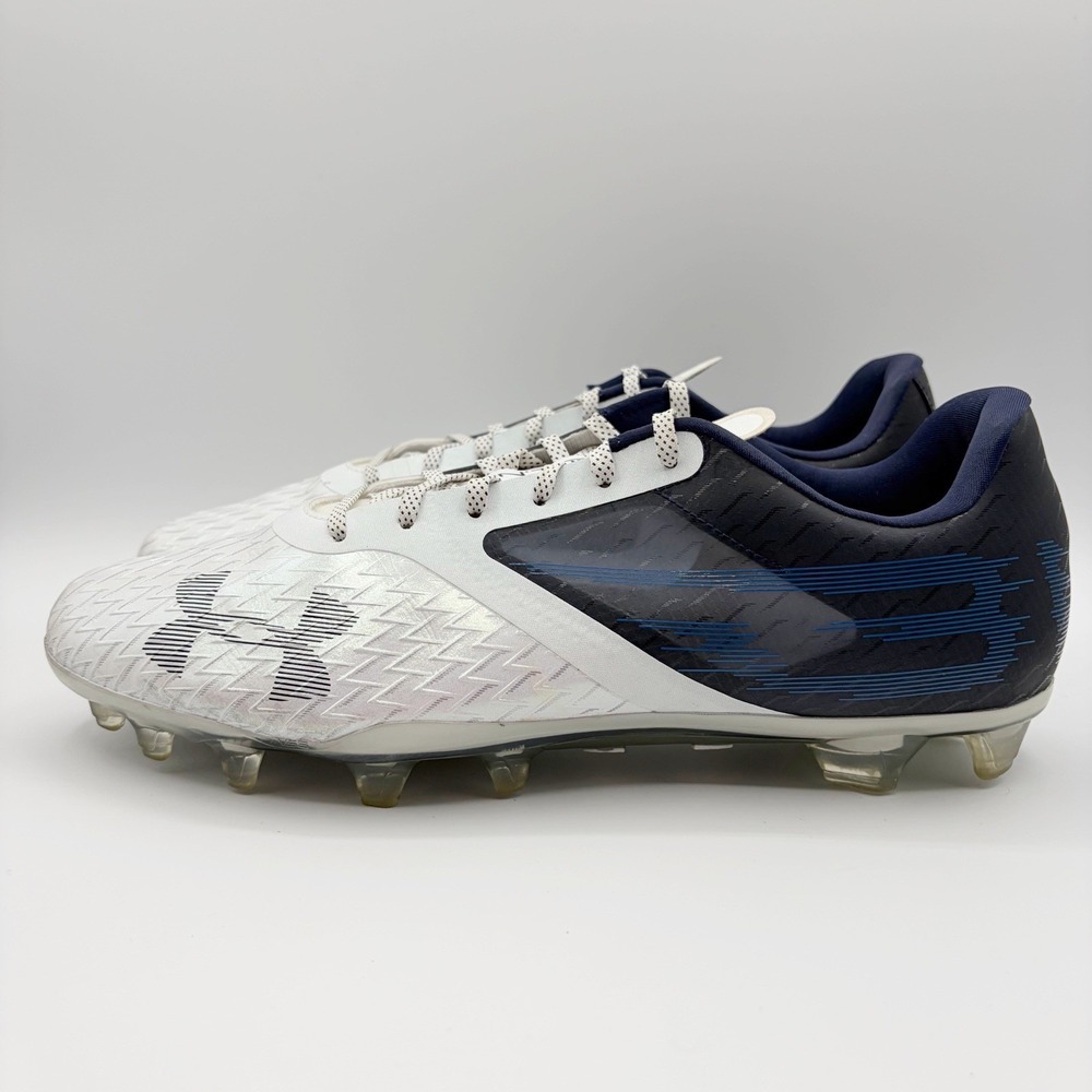Under Armour Blur Lux MC Cleats White Blue Men's 3023190-401 Size 13.5 Football